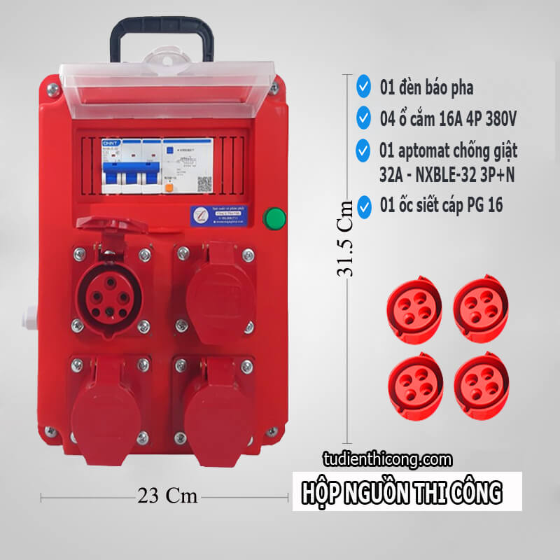 Hộp nguồn 4 ổ 16A 3 pha