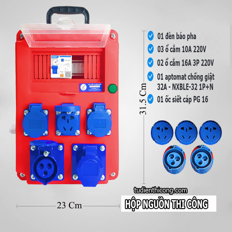 Hộp nguồn thi công 1 pha